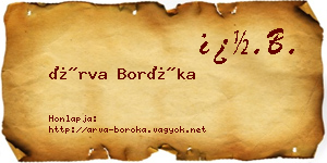 Árva Boróka névjegykártya